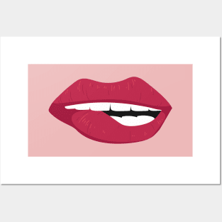 RED LIPS FACE MASK Posters and Art